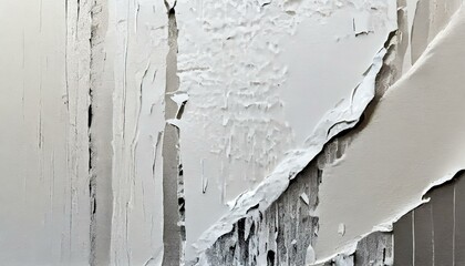 Illustration of white poster paper texture wet and stuck to the wall
