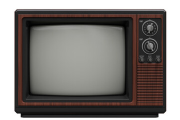 Turned Off Retro TV Set From 70s or 80s with Channel Knobs. 3D Illustration