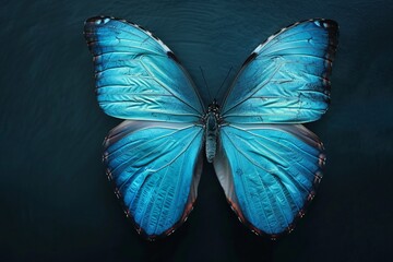 blue morpho butterfly isolated on black background