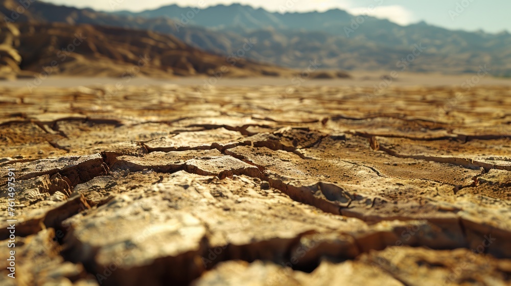 Poster scenic view of a dirt field with majestic mountains in the background. suitable for nature and lands
