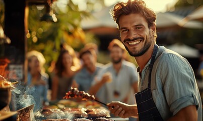 A group of young people held a barbeque party with friends