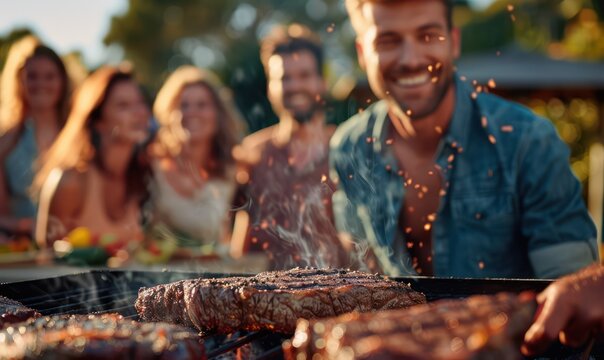A group of young people held a barbeque party with friends