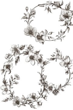 Simple drawing of flowers and leaves, suitable for various design projects