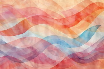 温かみのあるパステルカラーの抽象的な水彩サイン波 