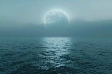 Full moon reflecting on calm water, ideal for nature themes