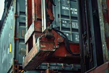 Detailed close-up of a crane on a train. Suitable for industrial concepts