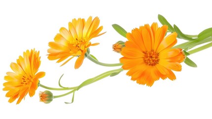 Bright orange flowers on a clean white background. Perfect for spring themes