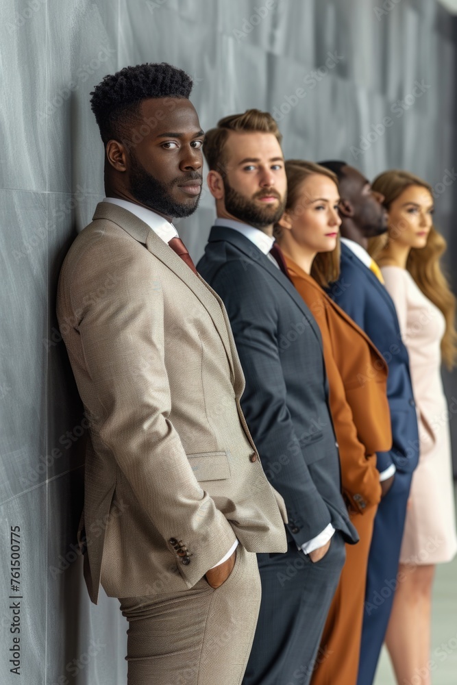 Poster a group of business people standing next to each other. suitable for business and teamwork concepts
