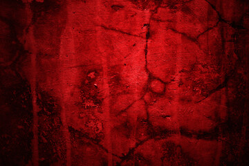 Red wall texture background. scary red wall for background, Old shabby blood paint and plaster...