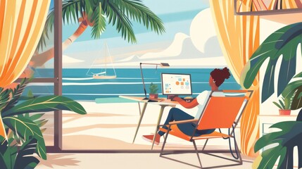 A person sitting at a desk with a computer. Suitable for office and work-related concepts