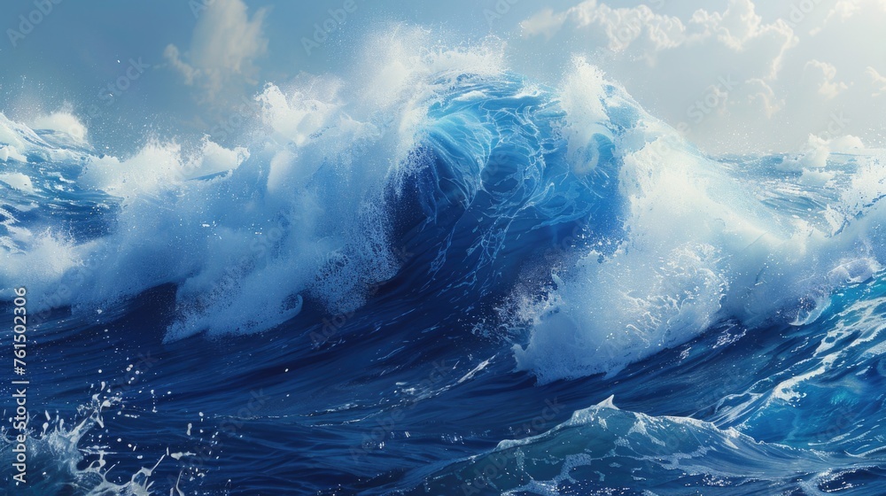 Poster a powerful wave in the ocean, suitable for various design projects