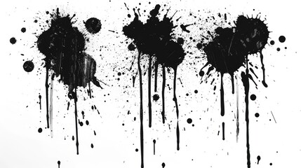 Black and white photo of three splats of paint. Perfect for artistic projects - obrazy, fototapety, plakaty