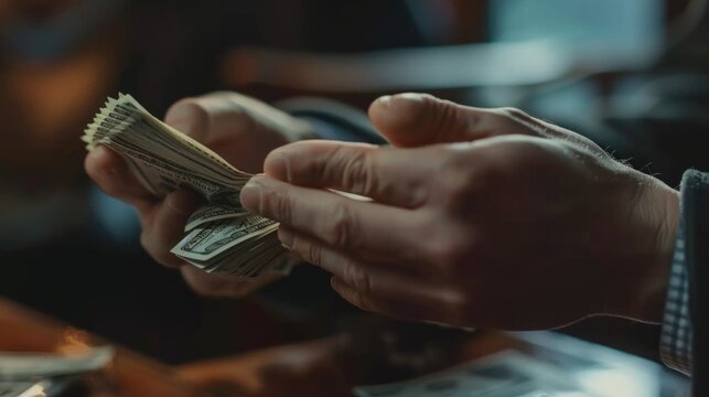 Person holding a stack of money, suitable for financial concepts