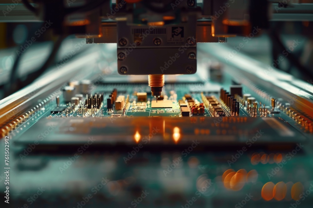 Poster detailed view of a computer motherboard, suitable for technology concepts
