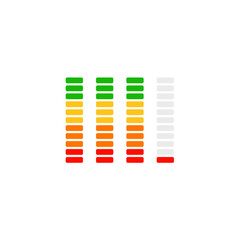 Vekto Level indicator. Color coded progress. Vector illustration.