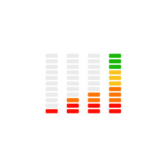 Vekto Level indicator. Color coded progress. Vector illustration.