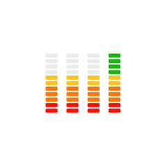 Vekto Level indicator. Color coded progress. Vector illustration.
