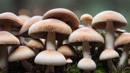 a close up of beautiful mushrooms - obrazy, fototapety, plakaty