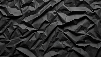Black crumpled paper texture - obrazy, fototapety, plakaty