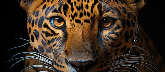 Jaguar face on black background