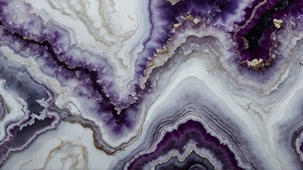 purple agate veins and ripples on white onyx texture, luxury natural background - obrazy, fototapety, plakaty