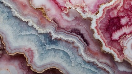 pink agate merge with light blue onyx crystalized texture, luxurious natural background - obrazy, fototapety, plakaty