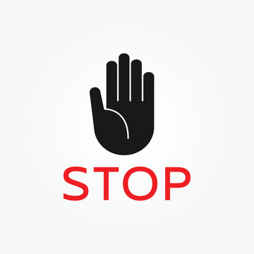 Vector warning stop sign with hand icon
