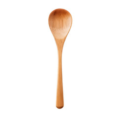 A wooden spoon is sitting on a white background
