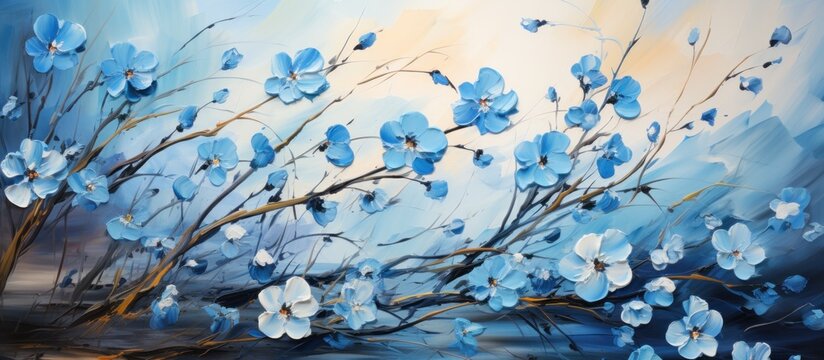 Impasto oil painting of blooming
