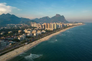 Abwaschbare Fototapete Aerial View of Barra da Tijuca Beach With Condos and Mountains in the Horizon in Rio de Janeiro, Brazil © Donatas Dabravolskas