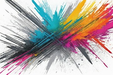 Colorful grunge lines, chalk crosshatch technique, sketch isolated against a pure white background, splashes of vibrant hues break the monotony of grays, texture emphasis, high contrast - obrazy, fototapety, plakaty