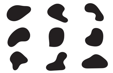 Organic blobs set icon. Random shapes cube drop