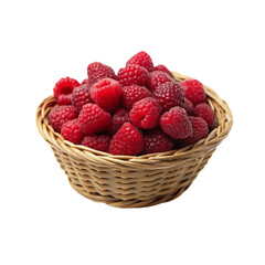 Raspberries in basket isolated on Transparent background.