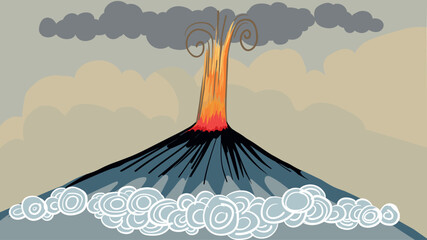 Illustration of an erupting volcano