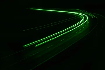 Papier Peint photo autocollant Autoroute dans la nuit green car lights at night. long exposure