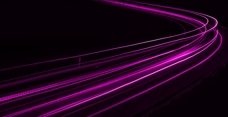 violet car lights at night. long exposure