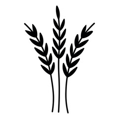 black vector wheat icon on white background