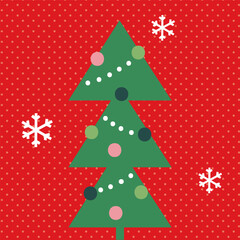 Fototapeta na wymiar christmas tree with snowflakes greeting card design