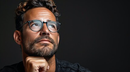 Man Wearing Glasses and Black Shirt