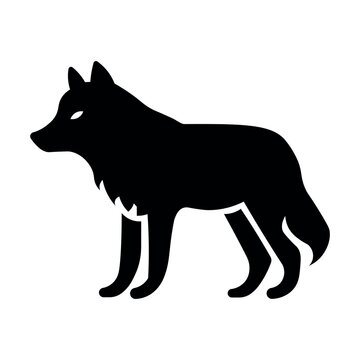 black vector wolf icon on white background