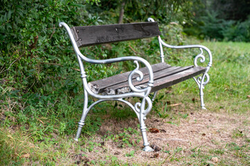 bench in the forest without people.