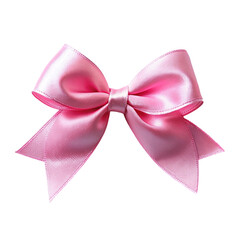 Beautiful big bow made of pink ribbon isolated on Transparent background.