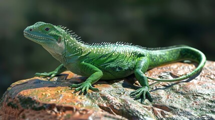 close up of a  green lizard 