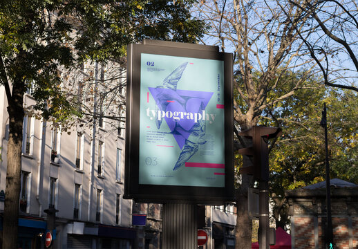Mockup of customized vertical sign in Paris