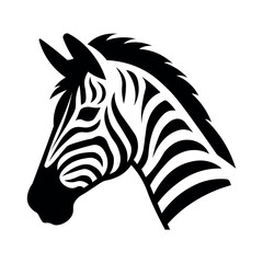 black vector zebra head icon on white background