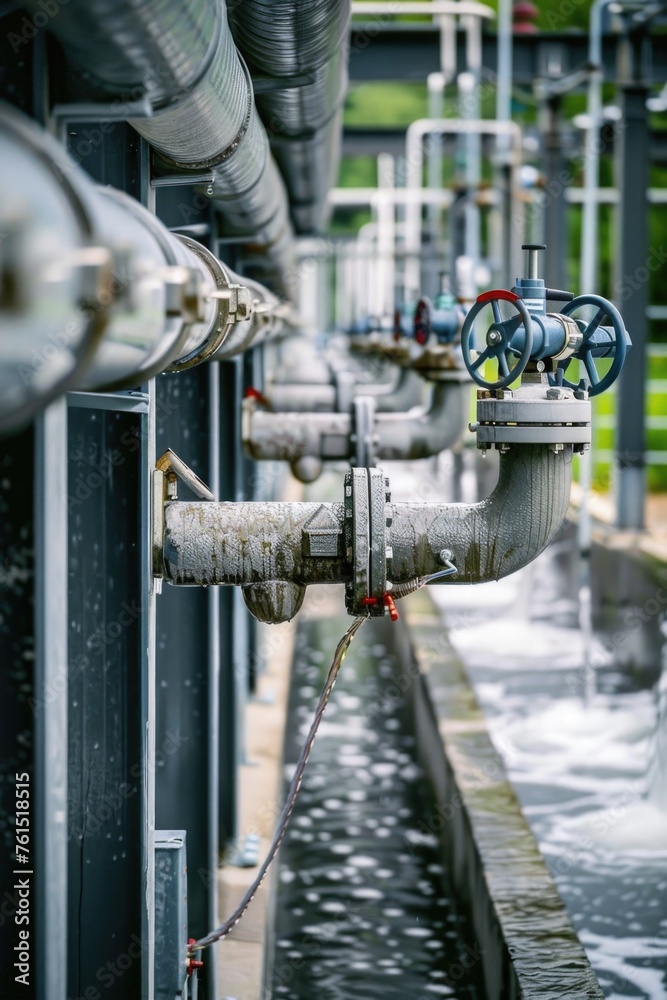 Poster a network of connected pipes, suitable for industrial and engineering concepts