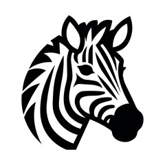 black vector zebra head icon on white background © Adam