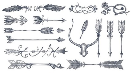 Detailed drawing of arrows and arrows, great for educational materials or presentations - obrazy, fototapety, plakaty