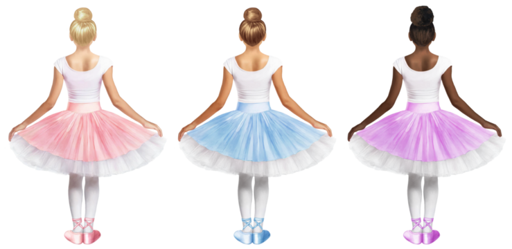 Ballerina with Tutu and Hair Bun Clipart Set
