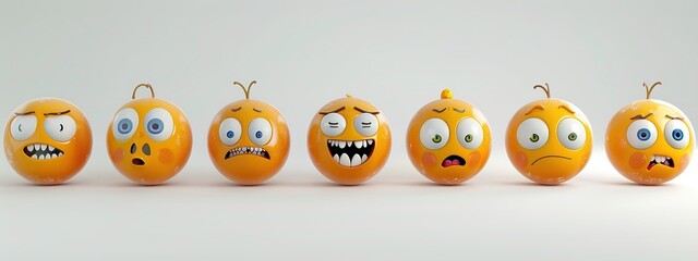 Obraz premium 3D Emoji packages,multiple various expressions of Happy,Angry,Sad,Surprised,Confused,Upset,Scared,Excited,Bored,Disdain,Doubtful,Calm, Arrogant, Touched,Laughing out loud,Complaining,Staring, Acting c